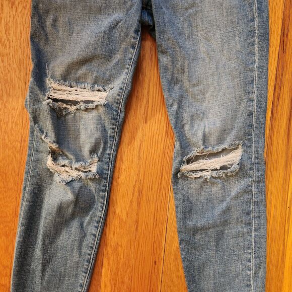 Good American Good Legs High Waist Ripped Crop Skinny Jeans In Blue617, Sz 6/28 - Picture 3 of 8